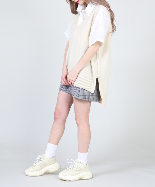 DING（ディング）の「DING/ビッグニットベスト（ベスト・レディース・ホワイト/ブラック/ピンク・FREE）」の12枚目の写真