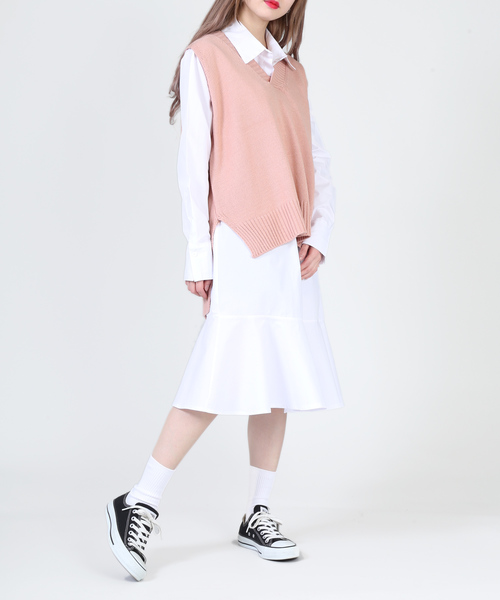 DING（ディング）の「DING/ビッグニットベスト（ベスト・レディース・ホワイト/ブラック/ピンク・FREE）」の13枚目の写真