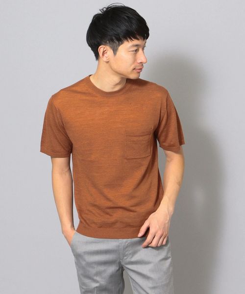 SHIPS JET BLUE（シップスジェットブルー）の「SHIPS JET BLUE:《洗える》リネンストレッチ ニットTシャツ（ニット/セーター・メンズ・ブラック/オリーブ/グレー/レンガ・MEDIUM/LARGE/SMALL/X-SMALL）」の11枚目の写真