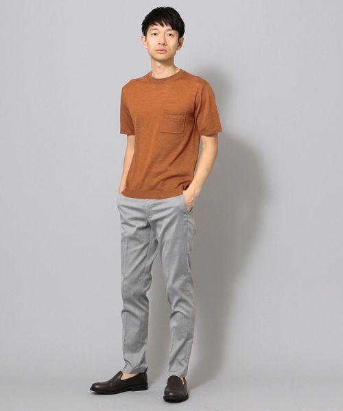 SHIPS JET BLUE（シップスジェットブルー）の「SHIPS JET BLUE:《洗える》リネンストレッチ ニットTシャツ（ニット/セーター・メンズ・ブラック/オリーブ/グレー/レンガ・MEDIUM/LARGE/SMALL/X-SMALL）」の12枚目の写真