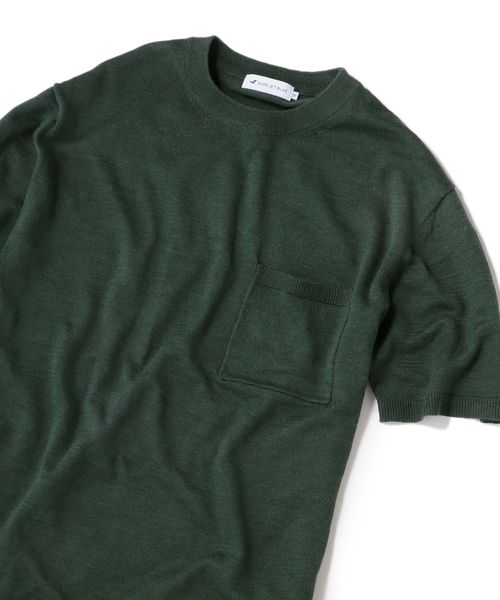 SHIPS JET BLUE（シップスジェットブルー）の「SHIPS JET BLUE:《洗える》リネンストレッチ ニットTシャツ（ニット/セーター・メンズ・ブラック/オリーブ/グレー/レンガ・MEDIUM/LARGE/SMALL/X-SMALL）」の10枚目の写真