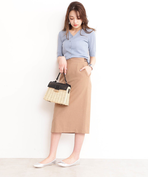 N.(N. Natural Beauty Basic)(エヌエヌナチュラルビューティーベーシック)の「◆ドライタッチタイトスカート(スカート・レディース・ベージュ/ブルー/ピンク・SMALL/MEDIUM)」の4枚目の写真