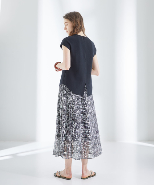 STUDIOUS（ステュディオス）の「【STUDIOUS】バックシャン フレンチスリーブ ワッフルTOPS（Tシャツ/カットソー・レディース・ブラック/ベージュ/オフホワイト・FREE）」の10枚目の写真