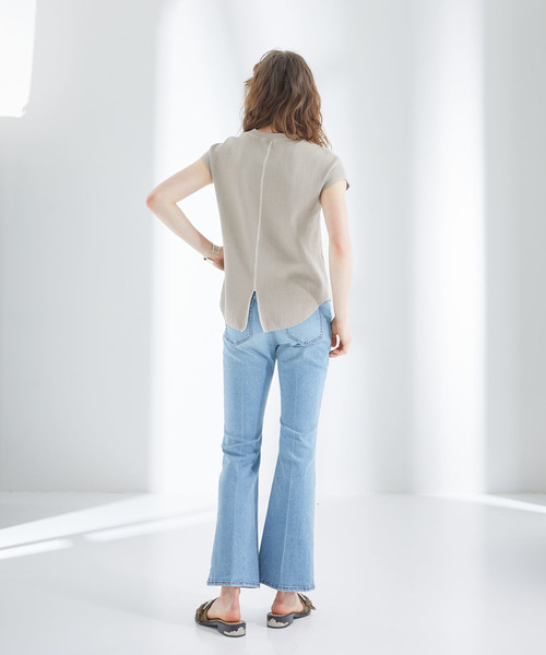 STUDIOUS（ステュディオス）の「【STUDIOUS】バックシャン フレンチスリーブ ワッフルTOPS（Tシャツ/カットソー・レディース・ブラック/ベージュ/オフホワイト・FREE）」の13枚目の写真