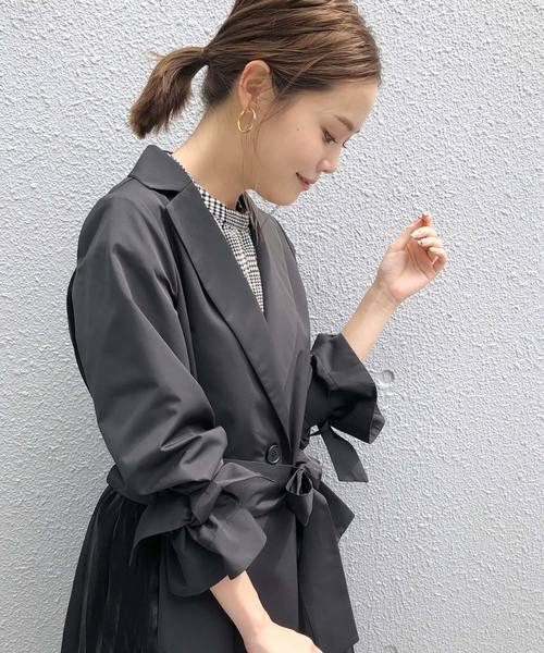 メタリックシフォンヨーク切り替えドレスコート トレンチコート PICCIN