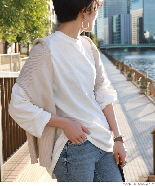 coca（coca）（コカ）の「後ろスリットコットンカットソー（Tシャツ/カットソー・レディース・ブラック/ホワイト・ONE SIZE）」の8枚目の写真