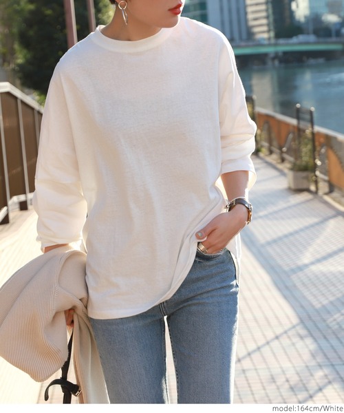 coca（coca）（コカ）の「後ろスリットコットンカットソー（Tシャツ/カットソー・レディース・ブラック/ホワイト・ONE SIZE）」の6枚目の写真