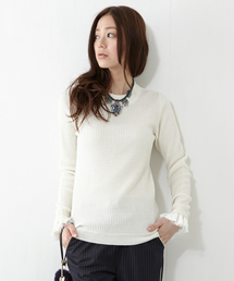 Ray BEAMS | Ray BEAMS / ワッフル編み フリルカフス ハイネック(ニット/セーター)