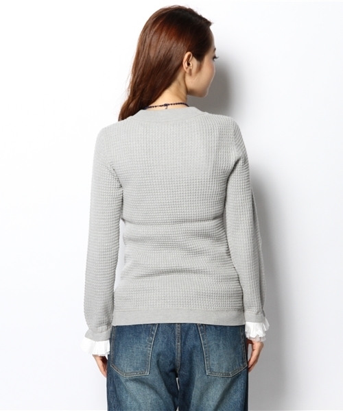 Ray BEAMS(レイビームス)の「Ray BEAMS / ワッフル編み フリルカフス ハイネック(ニット/セーター・レディース・オフホワイト/ライトグレー/ネイビー・ONE SIZE)」の12枚目の写真