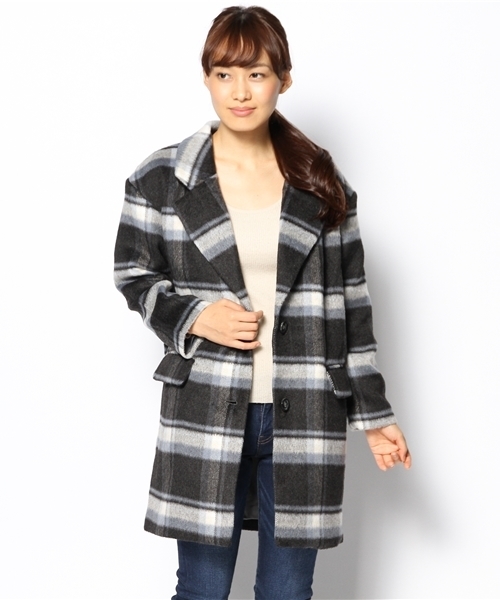 WEGO（ウィゴー）の「WEGO/シャギーチェックチェスターコート（チェスターコート・レディース・グレー系その他/レッド系その他・FREE）」の6枚目の写真
