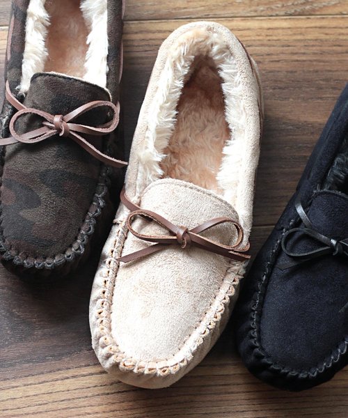 LibertyDoll（リバティードール）の「Liberty Doll / フラットモカシンレースボアスリッポンシューズ(3200)（モカシン/デッキシューズ・レディース・ライトグレー/ブラック/ネイビー/ダークグレー/キャメル/レオパード/カモフラージュ/ベージュ/ダークブラウン・L/M/LL/S）」の6枚目の写真