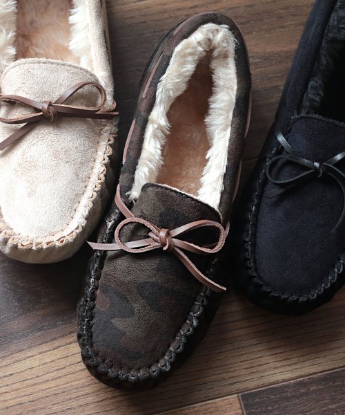 LibertyDoll（リバティードール）の「Liberty Doll / フラットモカシンレースボアスリッポンシューズ(3200)（モカシン/デッキシューズ・レディース・ライトグレー/ブラック/ネイビー/ダークグレー/キャメル/レオパード/カモフラージュ/ベージュ/ダークブラウン・L/M/LL/S）」の8枚目の写真