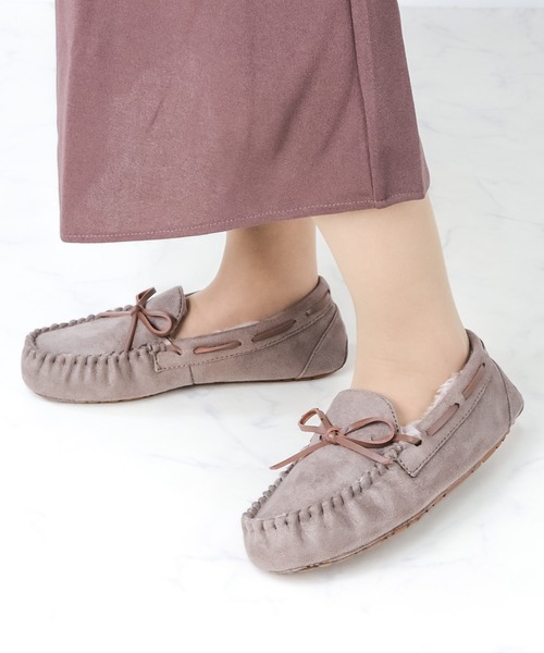 LibertyDoll（リバティードール）の「Liberty Doll / フラットモカシンレースボアスリッポンシューズ(3200)（モカシン/デッキシューズ・レディース・ライトグレー/ブラック/ネイビー/ダークグレー/キャメル/レオパード/カモフラージュ/ベージュ/ダークブラウン・L/M/LL/S）」の13枚目の写真