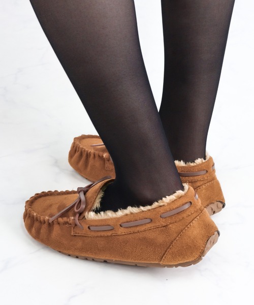 LibertyDoll（リバティードール）の「Liberty Doll / フラットモカシンレースボアスリッポンシューズ(3200)（モカシン/デッキシューズ・レディース・ライトグレー/ブラック/ネイビー/ダークグレー/キャメル/レオパード/カモフラージュ/ベージュ/ダークブラウン・L/M/LL/S）」の17枚目の写真