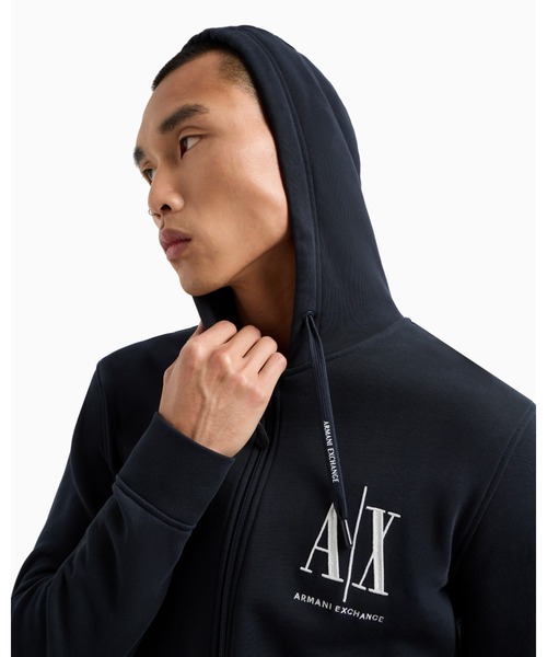アルマーニジーンズ　ベロアパーカー　ブラック ARMANI EXCHANGE アルマーニエクスチェンジ A|X パーカー メンズ