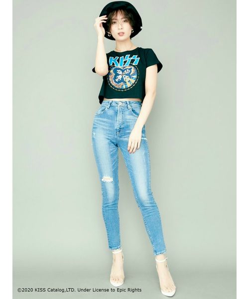 GYDA(ジェイダ)の「KISSショートTシャツ(Tシャツ/カットソー・レディース・ブラック・FREE)」の7枚目の写真