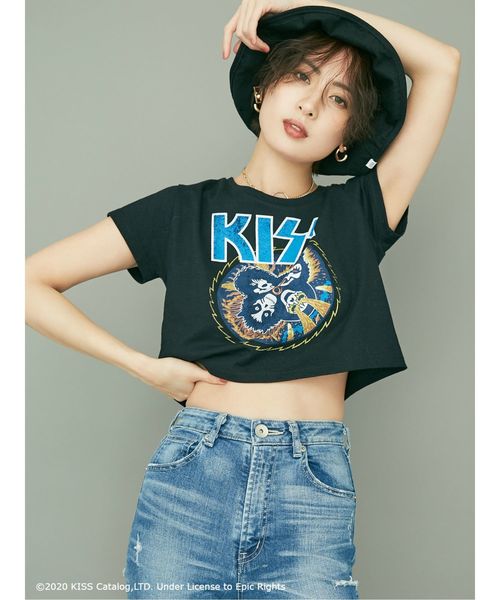 GYDA(ジェイダ)の「KISSショートTシャツ(Tシャツ/カットソー・レディース・ブラック・FREE)」の6枚目の写真