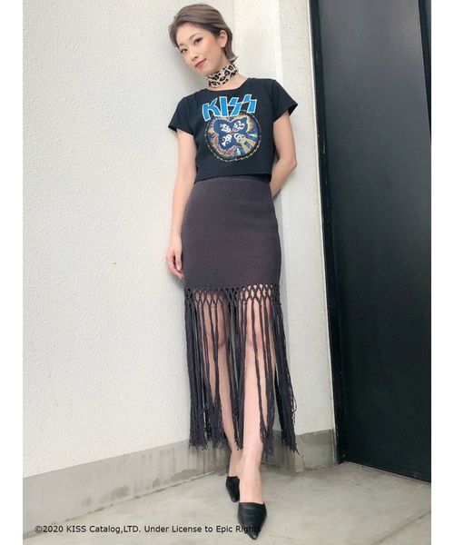 GYDA(ジェイダ)の「KISSショートTシャツ(Tシャツ/カットソー・レディース・ブラック・FREE)」の3枚目の写真