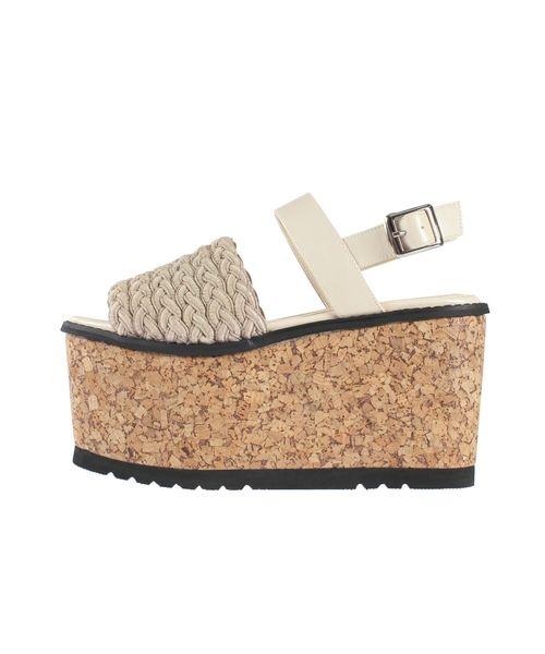 EVRIS（エヴリス）の「コルクウエッジサンダル（サンダル・レディース・ブラック/ベージュ・SMALL/MEDIUM/LARGE）」の2枚目の写真