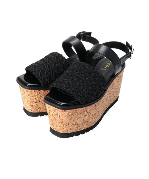 EVRIS（エヴリス）の「コルクウエッジサンダル（サンダル・レディース・ブラック/ベージュ・SMALL/MEDIUM/LARGE）」の10枚目の写真
