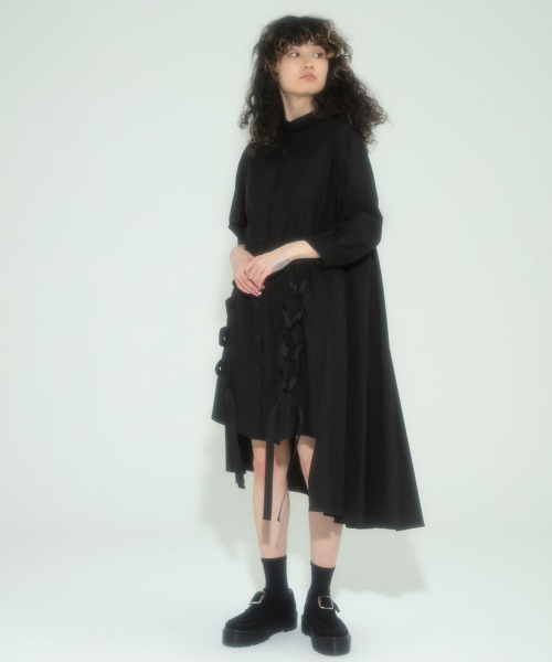 Candy Stripper（キャンディストリッパー）の「LACE UP SHIRT ワンピース（ワンピース・レディース・ブラック/オフホワイト・1/2）」の4枚目の写真