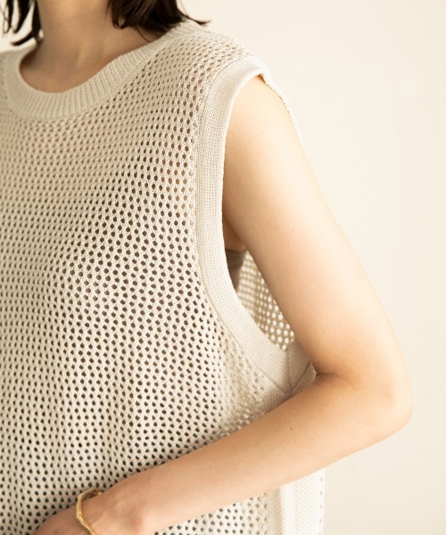 LOWRYS FARM（ローリーズファーム）の「メッシュベスト　891735（ベスト・レディース・ダークブラウン/オフホワイト/ブルー・FREE）」の19枚目の写真