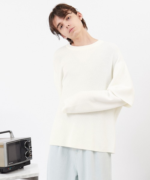 EMMA CLOTHES(エマクローズ)の「畦編み 袖レイヤード オーバーサイズ ニット(EMMA CLOTHES)(ニット/セーター・メンズ・オフホワイト/ブラック/グリーン系その他/グレイッシュベージュ/ブラウン・FREE)」の6枚目の写真