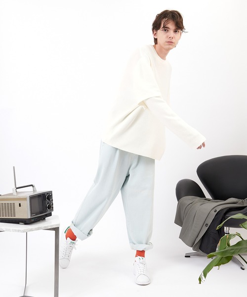 EMMA CLOTHES(エマクローズ)の「畦編み 袖レイヤード オーバーサイズ ニット(EMMA CLOTHES)(ニット/セーター・メンズ・オフホワイト/ブラック/グリーン系その他/グレイッシュベージュ/ブラウン・FREE)」の7枚目の写真