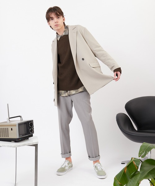 EMMA CLOTHES(エマクローズ)の「畦編み 袖レイヤード オーバーサイズ ニット(EMMA CLOTHES)(ニット/セーター・メンズ・オフホワイト/ブラック/グリーン系その他/グレイッシュベージュ/ブラウン・FREE)」の14枚目の写真