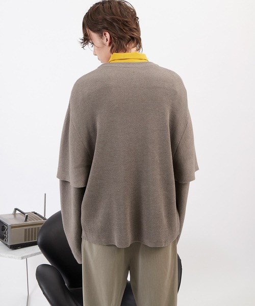EMMA CLOTHES(エマクローズ)の「畦編み 袖レイヤード オーバーサイズ ニット(EMMA CLOTHES)(ニット/セーター・メンズ・オフホワイト/ブラック/グリーン系その他/グレイッシュベージュ/ブラウン・FREE)」の19枚目の写真