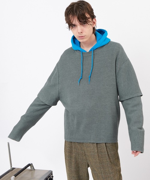 EMMA CLOTHES(エマクローズ)の「畦編み 袖レイヤード オーバーサイズ ニット(EMMA CLOTHES)(ニット/セーター・メンズ・オフホワイト/ブラック/グリーン系その他/グレイッシュベージュ/ブラウン・FREE)」の20枚目の写真