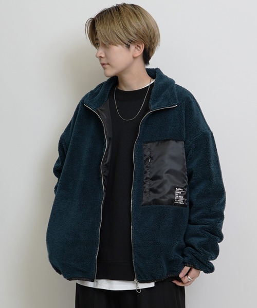 Kappa（カッパ）の「【Kappa / カッパ】 別注 ビッグシルエット シープ / シャギー スタンドカラーボアジャケット（ブルゾン・メンズ・ブラウン/ブルー/ベージュ/アイボリー/ブラック/ベージュ系その他/グレー/ラベンダー・L/M）」の20枚目の写真