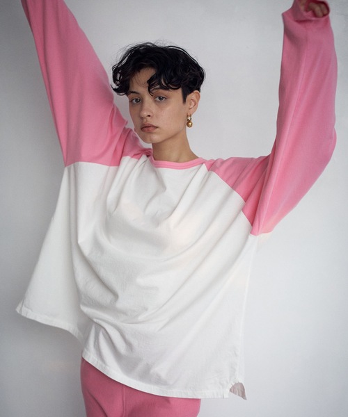 SEA(シー)の「4XL ラグラン ベースボール L/S TEE(Tシャツ/カットソー・レディース・ブラウン/ピンク・ONE SIZE)」の4枚目の写真