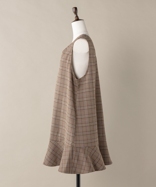 moi tytto（モイテュット）の「マーメイドジャンパースカート【低身長さん向け(S)サイズあり/リボンタイセット】（ワンピース・レディース・ブラック/モカ/チェック・SMALL/MEDIUM）」の11枚目の写真