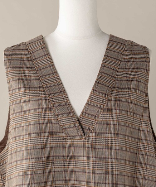 moi tytto（モイテュット）の「マーメイドジャンパースカート【低身長さん向け(S)サイズあり/リボンタイセット】（ワンピース・レディース・ブラック/モカ/チェック・SMALL/MEDIUM）」の14枚目の写真