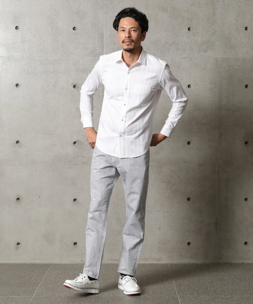 MEN'S BIGI（メンズビギ）の「ブライトストライプストレッチシャツ（シャツ/ブラウス・メンズ・ホワイト/ネイビー・01/03/02/04）」の6枚目の写真