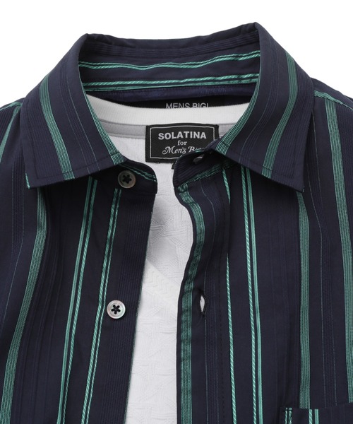 MEN'S BIGI（メンズビギ）の「ブライトストライプストレッチシャツ（シャツ/ブラウス・メンズ・ホワイト/ネイビー・01/03/02/04）」の7枚目の写真
