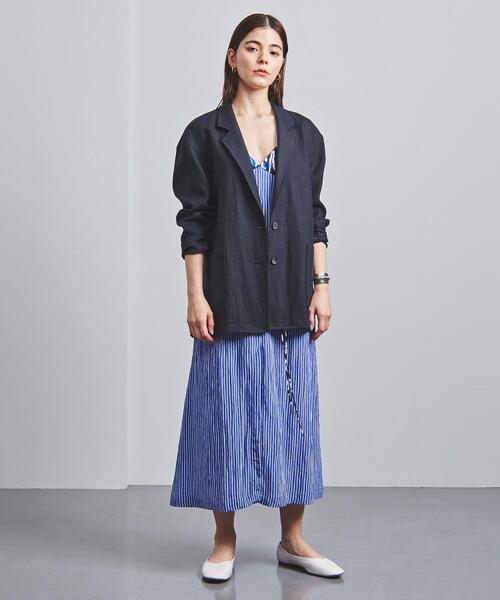 UNITED ARROWS(ユナイテッドアローズ)の「UGCM リネン テーラードジャケット◆(テーラードジャケット・レディース・ホワイト/ネイビー・36/38)」の2枚目の写真