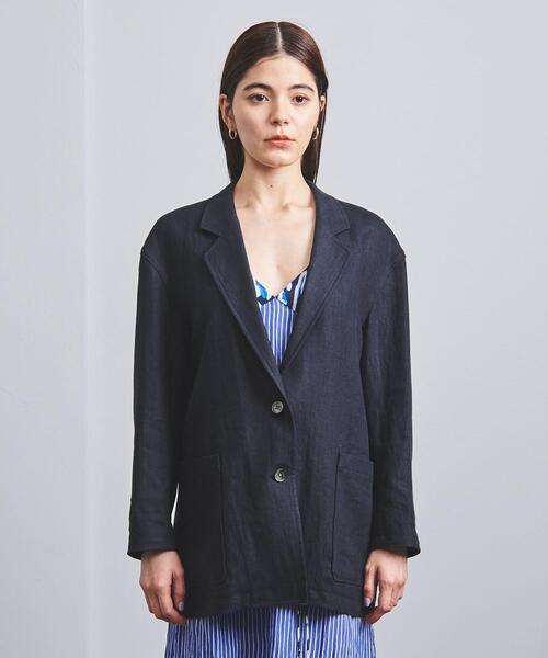 UNITED ARROWS(ユナイテッドアローズ)の「UGCM リネン テーラードジャケット◆(テーラードジャケット・レディース・ホワイト/ネイビー・36/38)」の3枚目の写真