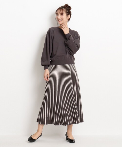 grove（グローブ）の「スタイリング自由自在！もちもちニットのセットアップ【WEB限定カラー/S-3L】（セットアップ・レディース・ベージュ系その他7/ライトグレー/ピンク系その他/グリーン系その他5/ライトブルー/レモンイエロー/ネイビー系5/グレー系その他・01/02/03/04/05）」の2枚目の写真