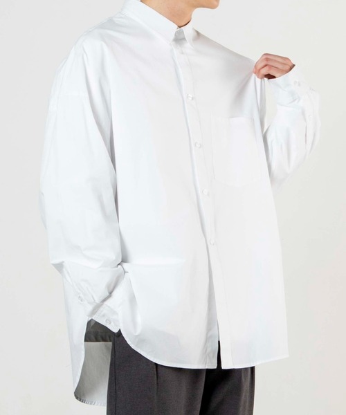 WEGO（ウィゴー）の「WEGO/ブロードスリットビッグシルエットシャツ（シャツ/ブラウス・メンズ・ホワイト/ブラウン・MEDIUM/LARGE）」の2枚目の写真