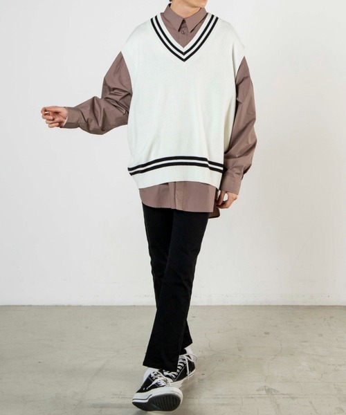 WEGO（ウィゴー）の「WEGO/ブロードスリットビッグシルエットシャツ（シャツ/ブラウス・メンズ・ホワイト/ブラウン・MEDIUM/LARGE）」の16枚目の写真