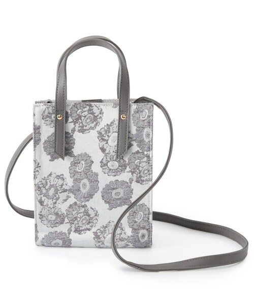 pink adobe（ピンクアドベ）の「◆【2WAY】ジャガード　ミニショルダー（ショルダーバッグ・レディース・アイボリー系/イエロー系/グレー系/グレー系5・00）」の2枚目の写真