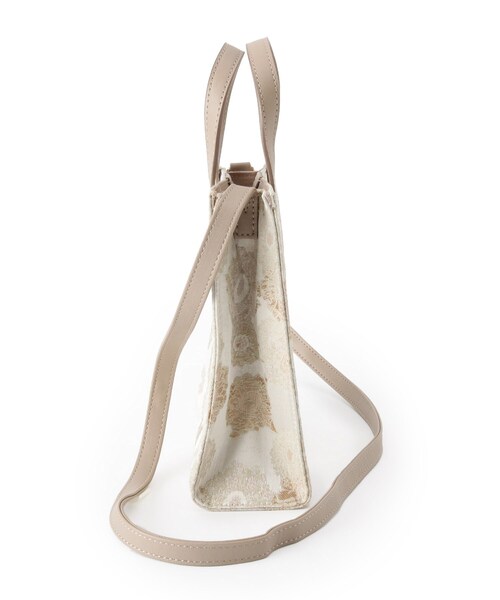 pink adobe（ピンクアドベ）の「◆【2WAY】ジャガード　ミニショルダー（ショルダーバッグ・レディース・アイボリー系/イエロー系/グレー系/グレー系5・00）」の6枚目の写真