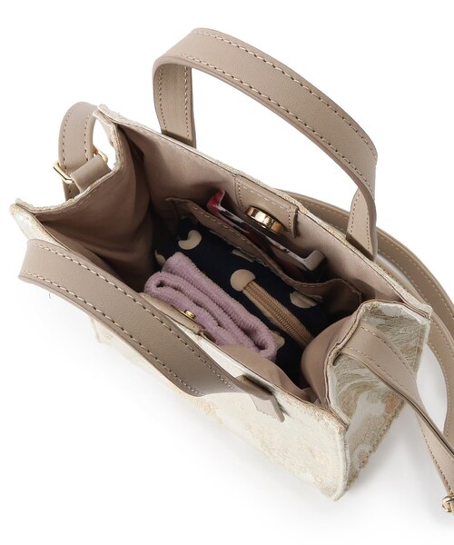 pink adobe（ピンクアドベ）の「◆【2WAY】ジャガード　ミニショルダー（ショルダーバッグ・レディース・アイボリー系/イエロー系/グレー系/グレー系5・00）」の5枚目の写真