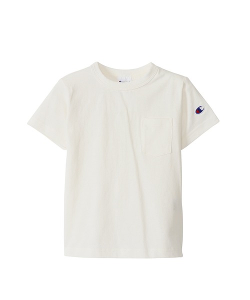 Champion(チャンピオン)の「【Champion/チャンピオン】キッズ ベーシック ショートスリーブポケットTシャツ(Tシャツ/カットソー・キッズ・ベージュ/オフホワイト/パープル/ブラック/ライトグリーン/オレンジ/ネイビー/グレー/ターコイズブルー/ライトパープル/イエロー・110/160/140/150/100/130/120)」の2枚目の写真