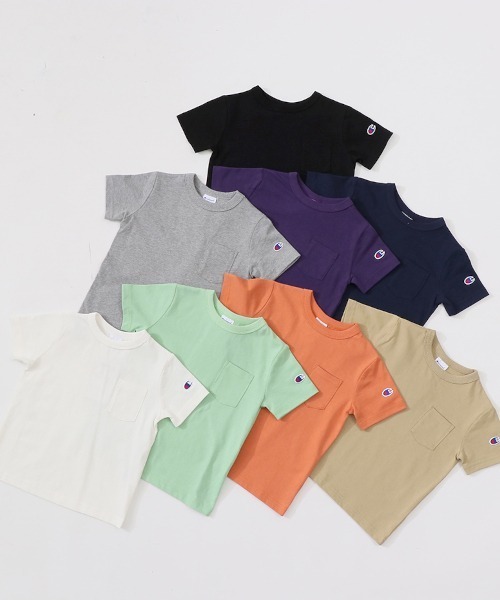 Champion(チャンピオン)の「【Champion/チャンピオン】キッズ ベーシック ショートスリーブポケットTシャツ(Tシャツ/カットソー・キッズ・ベージュ/オフホワイト/パープル/ブラック/ライトグリーン/オレンジ/ネイビー/グレー/ターコイズブルー/ライトパープル/イエロー・110/160/140/150/100/130/120)」の12枚目の写真