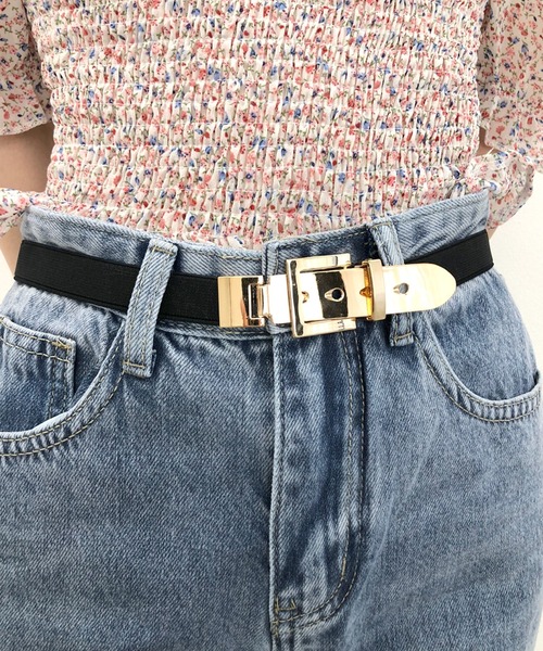 SPIGA（スピーガ）の「ゴールドバックル細ベルト（ベルト・レディース・ブラック・FREE）」の4枚目の写真