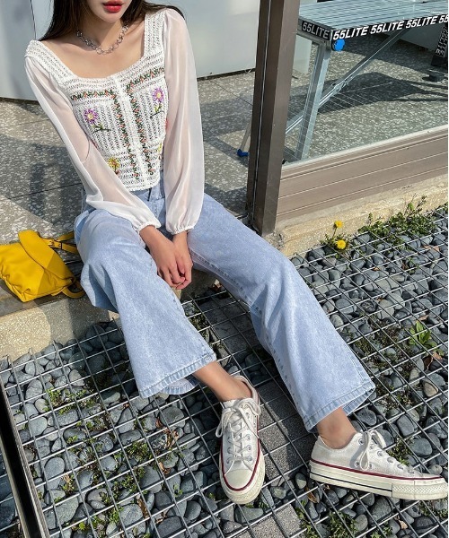 SONA（ソナ）の「SONYUNARA フラワー刺繍シースルーブラウス（シャツ/ブラウス・レディース・アイボリー・FREE）」の6枚目の写真