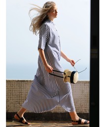 human woman | ◆綿麻ストライプワンピース(シャツワンピース)